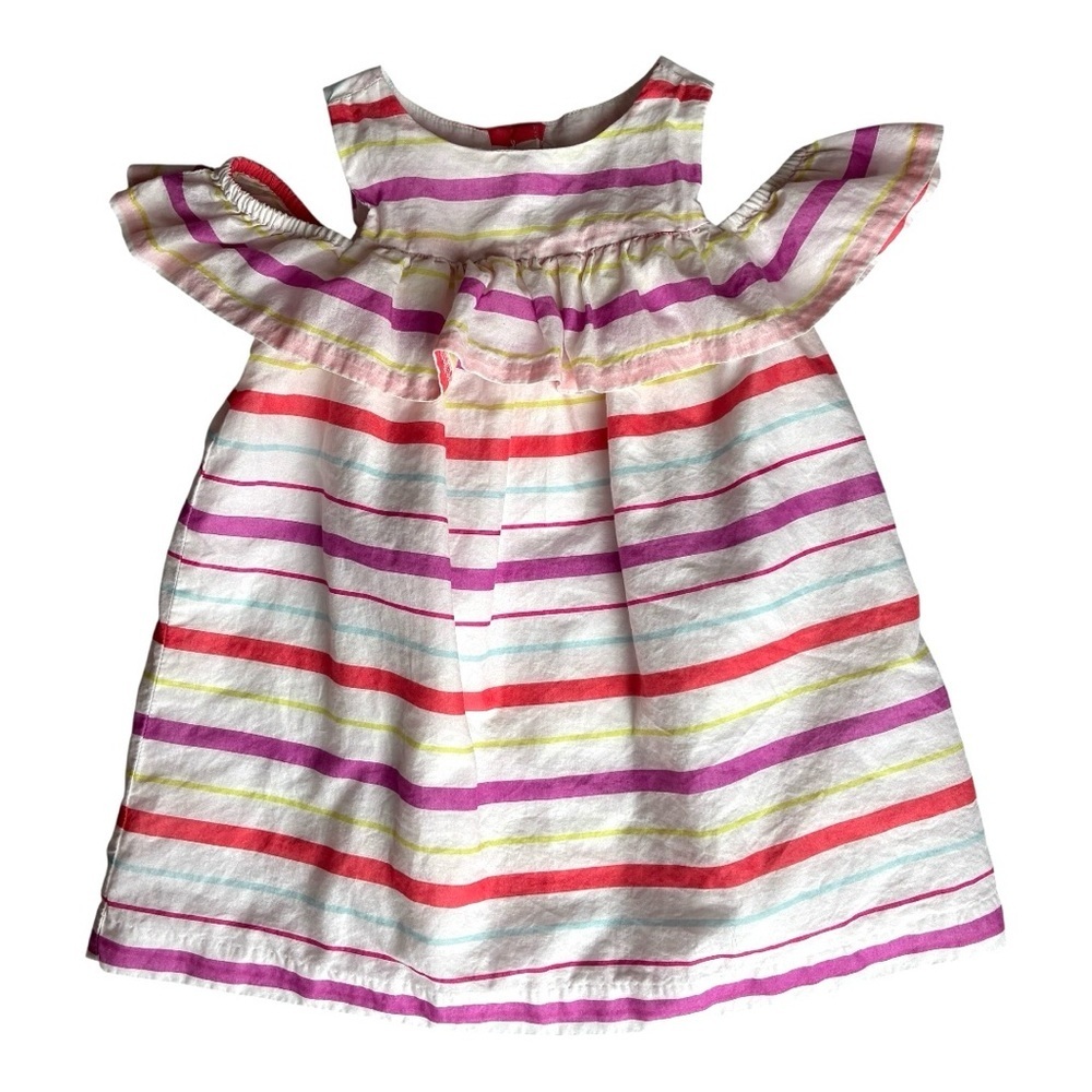 Janie And Jack Multicolored Strip Cold Shoulder Dress From CA Garden Collection